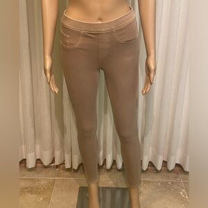 Spanx Jeanish Ankle Beige Leggings Size XS/TP Back Pockets